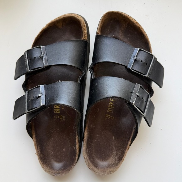 Birkenstock Shoes - Birkenstock Arizona Black Leather Sandals EU 35 US 4-5 Cork Wear Repair Project